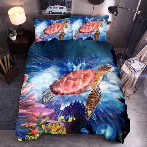 3D Printing Sea Animal Turtle Duvet Cover Sets kids Boys Catoon Bedding Set Queen King Size Comforter Set Bed Set Dropshipping
