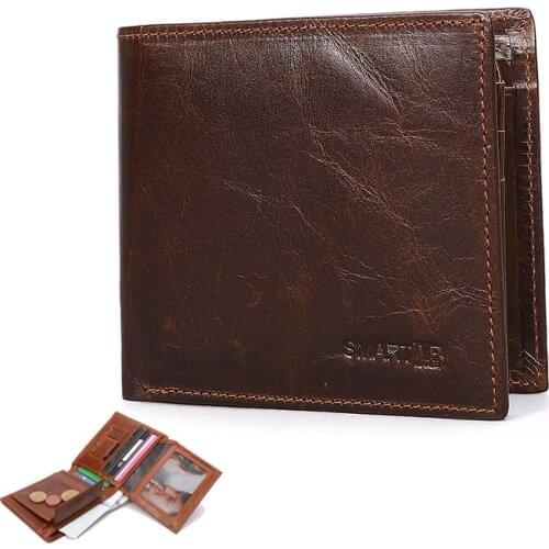 SmartLB Genuine Leather Wallet Short Credit Card Holders Male Coin Pocket Men Wallets