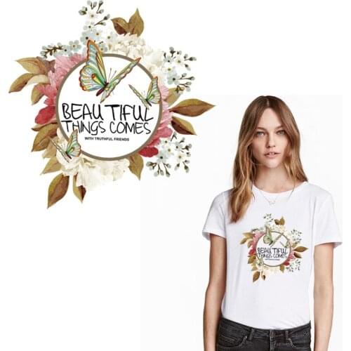 Beautiful Butterfly Patches For Clothing DIY Girl T-shirt Decoration Accessory New Design Pink Colorful Iron On Transfer Sticker