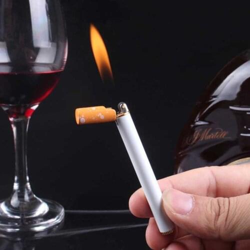 Creative Mini Cute Cigarette Shaped Lighter Butane Gas Metal Lighter Fire Grinding Wheel Pocket Lighter Gift Outdoor Supplies