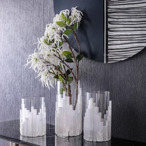 Creative Glass Candle Cup Holder Decorative For Home Living Room Hotel Lobby Desktop Spar Vase Soft Decor Ornament Accessories