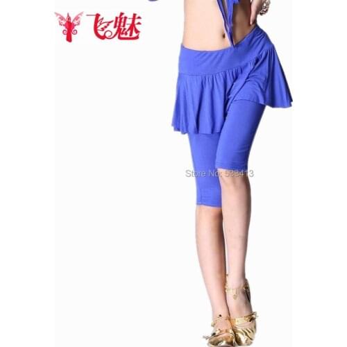 Summer belly dance yoga two ways trousers dance exercise pants mercerized cotton knee-length pants skirt bottoms