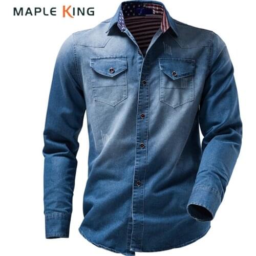 Мужские джинсовые рубашки Maple King China At AliExpress