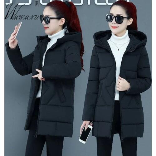 Korean Fashion Thick Quilted Jackets Women Loose Long Sleeve Warm Hooded Winter Coats Female Elegant Basic Zipper Cotton Jacket