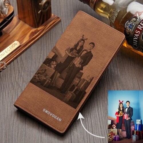 Young People Personalized Bi-Fold For Handmade Christmas Gifts Men 's Custom Picture Carving Purse Custom Wallet For Men