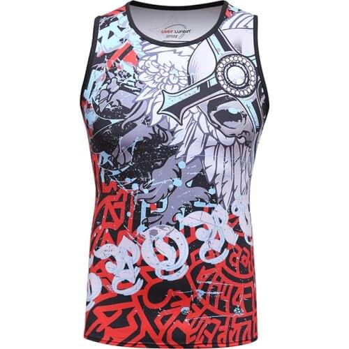 Latest Design Men Digital Printing Vest Fashion Breathable Fitness Running Tank Tops Workout