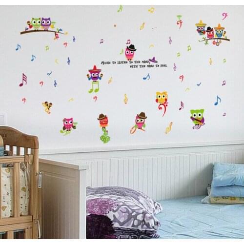 Cartoon Note Playing Small Animal Wall Stickers for Childrens Room Kindergarten Dance Classroom Nursery Wall Decoration Paste