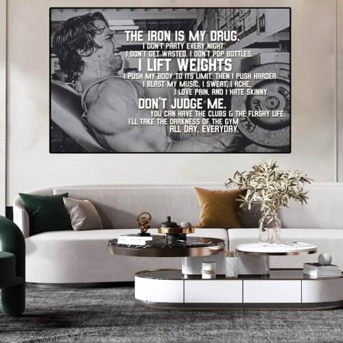 Fitness Motivational Quote Abstract Black and White Canvas Painting Minimalism Modern Art Poster Picture Living Room Decoration