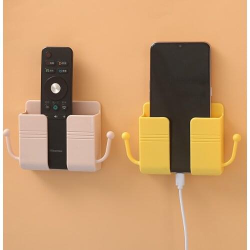 Punch Free Wall Mounted Organizer Storage Box Remote Control Mounted Mobile Phone Plug Wall Holder Charging Multifunction Hook