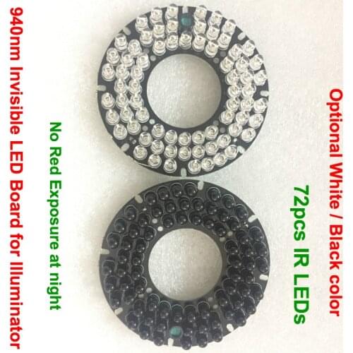 Lihmsek 90degre 940nm Invisible LED Board for IR Infrared Illuminator CCTV Camera No red exposure light Board for lamp 72IR LEDs