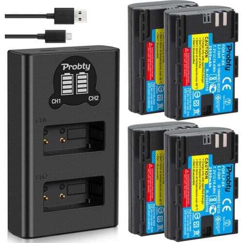 New LP-E6 LP-E6N LPE6 Battery+ LED Dual Charger Port&USB Cable for Canon 5D Mark II III 7D 60D EOS 6D 70D 80D
