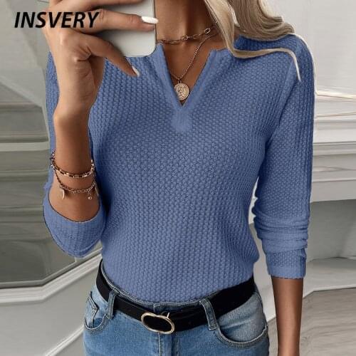 New Long Sleeve T Shirt Women V Neck Solid Casual Tops Ladies Spring Autumn Women T-shirt Female Basic T Shirt Streetwear