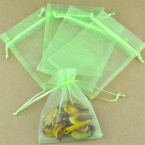 Wholesale 100pcs 20x30cm Organza gift bags apple green color Large Drawable Organza Bags Wedding Gift Bags free shipping