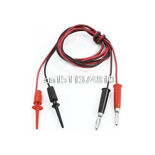 Pair 3.3ft Male Banana Plug to Spring Load Test Hook Clip Probe Insulation Cable