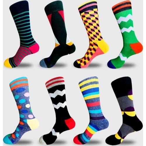 Peonfly Winter Autumn European Brand Fund Funny Happy Novelty Men Cotton Pull Directly Plate Man High Canister Motion Socks