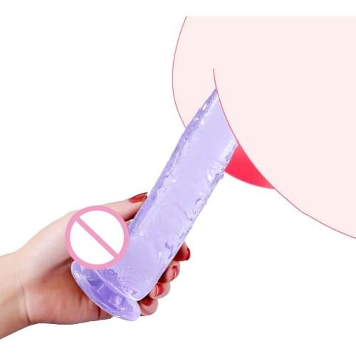 Transparent Dildo Simulation Penis Crystal TPE Soft Fake Penis Female Masturbation Adult Products Anal Dildo Butt Plug Sex Toys