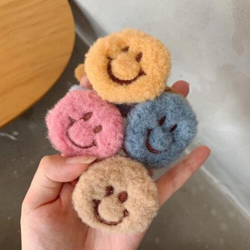 Fashion Smiley Brushed Hair Circle Plush Student Cute Autumn And Winter Hair Rope Hair Rope Hair Accessories