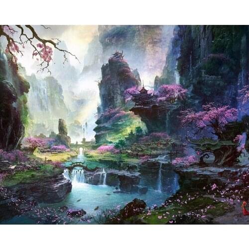 SenyuArt Full Square Round Drill 5D DIY Diamond Paintings Water Mountain Tree Embroidery Cross Stitch Kit Mosaic Rhinestone Gift