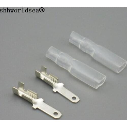 Shhworldsea Free Shipping 100Sets 2.8 2.8mm Car Auto BRASS Crimp Wire Terminal Male Spade Connector + Case