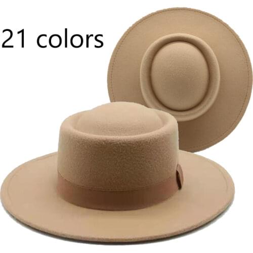Hats for women ribbon band belt dress formal women hats wide brim pork pie round top dome winter hats 2021 new sombrero hombre
