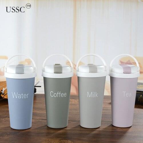 USSC Straight Stainless Steel Thermos Cup Vacuum Flasks Portable Handy Water Cup Car Cup Portable Straw Coffee Cup Bottles HZ062