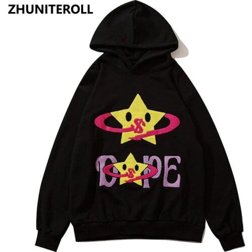 Towel Embroidery Sweatshirts Men Harajuku Streetwear Hoodies Hip Hop Fashion Loose Casual Hooded Pullover Black Tops Outwear