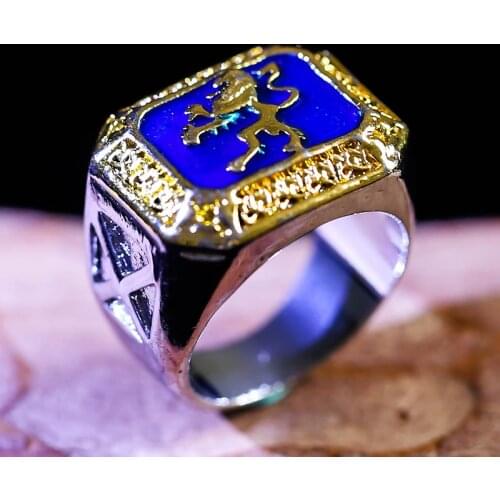 Vintage "Scotland Forever" Silver Color Blue Enamel Lion Symbol Ethinic Ring Women Men Punk Party Jewelry Accessories Gift