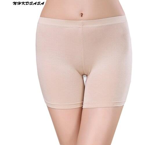 NHKDSASA Women Summer Safety Pants Plus Size Skin Soft Seamless Stretchy Underpants Solid Color Black 2021 Ladies Boxer Shorts