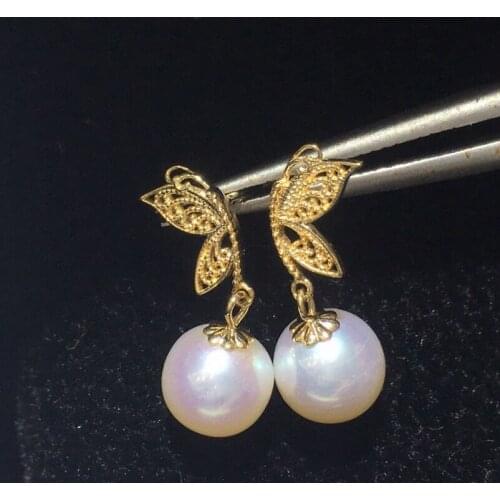 MADALENA SARARA Saltwater Pearl Akoya 18K Gold Earrings Korean Trendy Style Butterfly Character Fine Women Earring