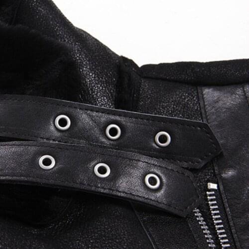 Real Fur Sheep Shearing Winter Coat Motorcycle Genuine Leather Jcaket for Women Clothes 2020 S-W-2 YY976