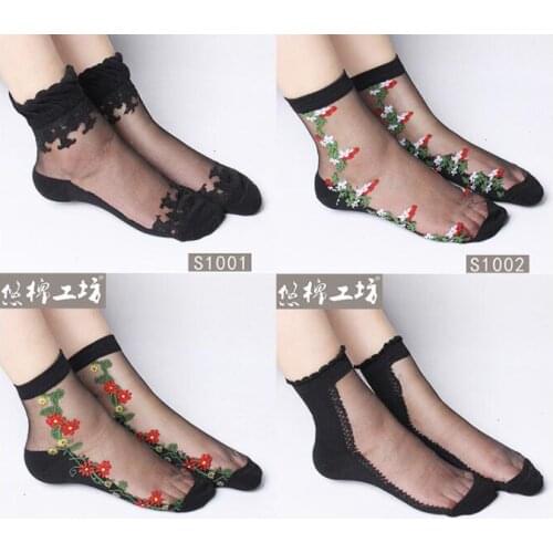 10pairs/lot! flower crystal Harajuku goth punk series cool female essential hollow thin short socks women sexy socks