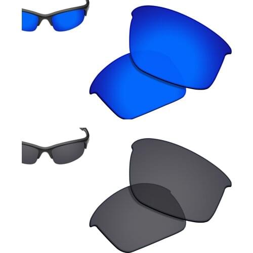 SmartVLT 2 Pairs Polarized Sunglasses Replacement Lenses for Oakley Bottle Rocket-Deep Blue and Solid Black