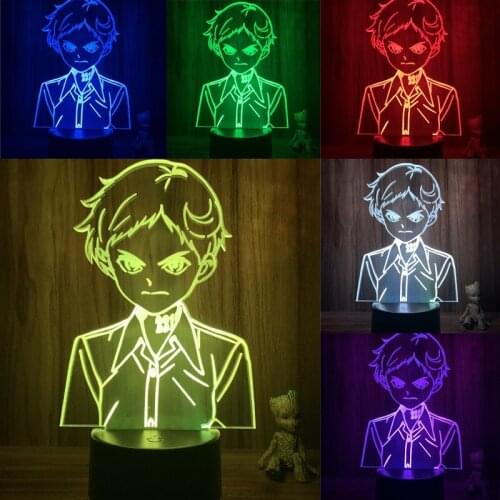 Lover 3D Lamp Action Figure The Promised Neverland Norman Angry LED NightLight 7 Colors Touch Table Decor Night Light Gift Model