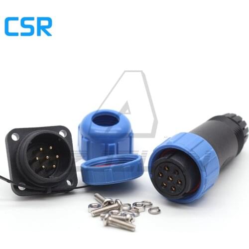 SP21 7 pin waterproof connector IP68 female plug and socket male square 21mm Chassis Panel Mount Aviation Plug Cable Connector