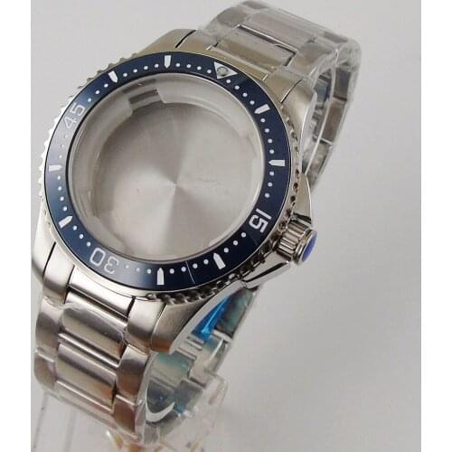 Nologo 40mm Automatic Steel Watch Case for ETA 2836 Miyota 8215 Movement Strap Sapphire Glass Screw Crown