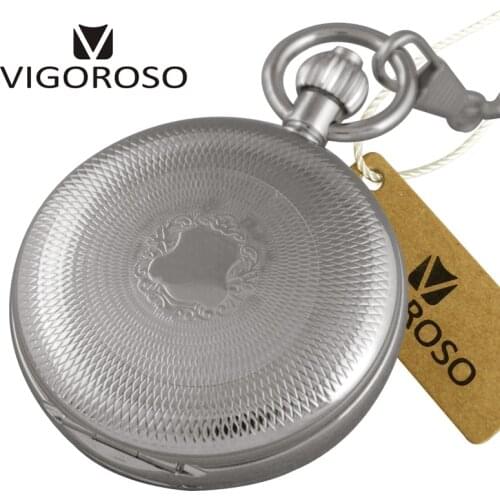 Luxury Silver Stainless Steel Antique Royal Hand Winding Mechanical Pocket Watch Snake FOB Chain Clock Relogio De Bolso Men Gift