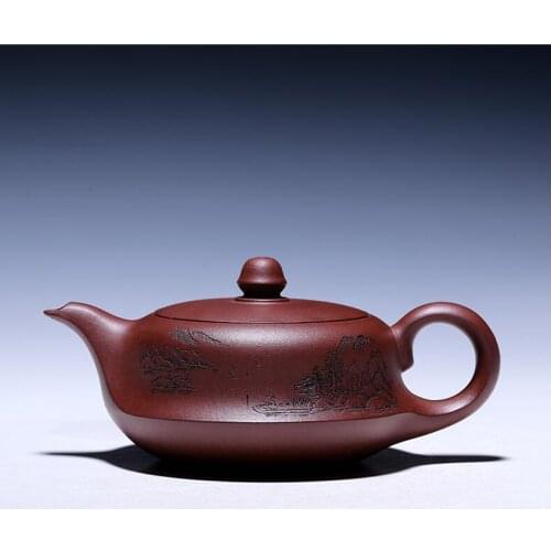 Purple sand pot, pure handmade genuine purple sand teapot 1 set (1 pot 4 cups) Kung Fu tea set