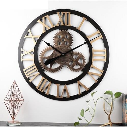 Wood Wall Clocks Home Decoration Accessories 50x50cm Big 3D Digital Clock Watch Modern Decor Living Room Office Hanging Horologe