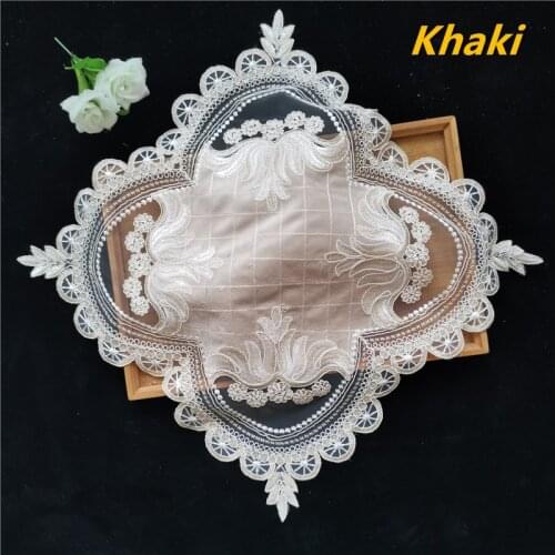 European Luxury Lace Trim Velvet Lattice Square Coaster Placemat Kitchen Coffee Cup Table Mat Cover Cloth Living Room Decoration