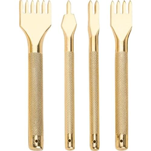 LMDZ Leather Craft Tool 4mm 1/2/4/6 Prong Hole Punches DIY Diamond Hole Punch Lacing Stitching Perforate Leather Puncher Chisel