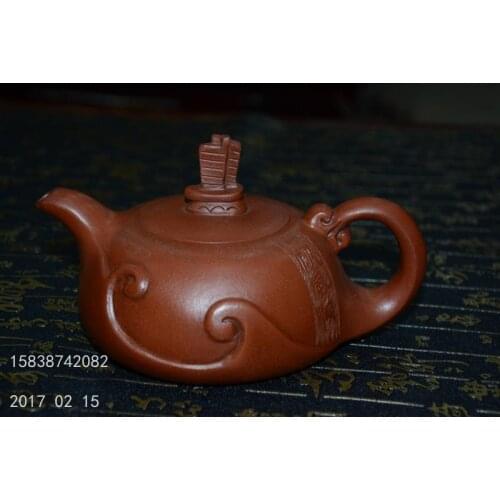Old Qing Dynasty ZiSha Pottery Tea Pot,sail, with Mark,best collection& adornment, Free shipping