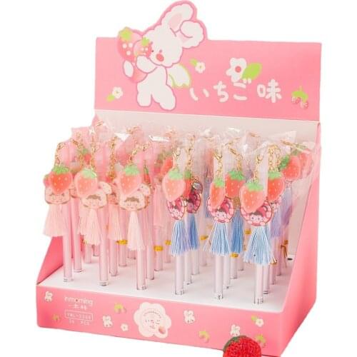 Pretty Pink Tassels Gel Pens With Pendants 0.5mm Black Ink Neutral Pen Pencils Writing Office School Supplies Cute Stationery