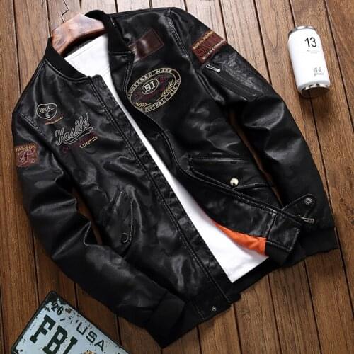 Leather Jacket Men Motorcycle Jackets Male Slim Fit Biker Moto Coat Man Stand Collar PU Faux Fur Motocross Racing Jacket