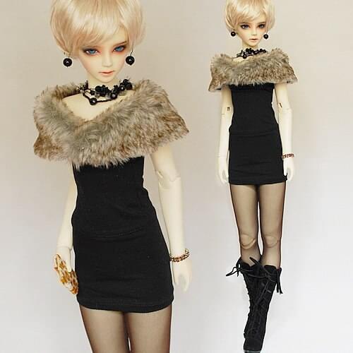 M0154 children handmade toy 1/3 Doll clothes BJD/SD doll props Accessories Fur collar tube top skirt 1pcs