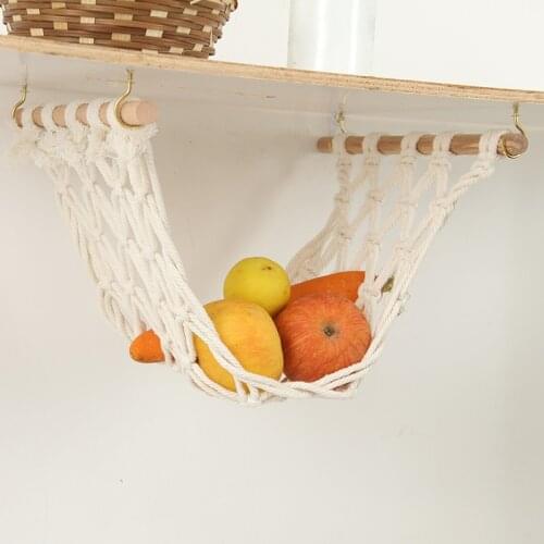 Macrame Hanging Organizer Kitchen Storage Bag Handmade Fruit Vegetable Food Organization Swing Pocket Holder Support Home Decor