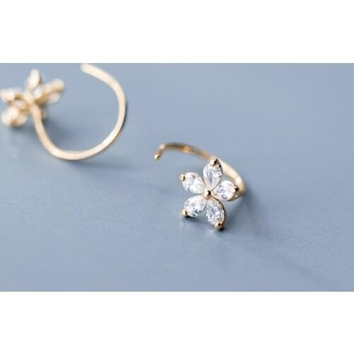 MloveAcc S925 Sterling Silver Pierced Zirconia Crystal Pierced Hook Stud Earrings for Fashion Women Lady Daughter Jewelry