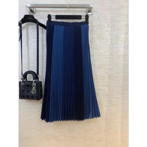 Fashion ladies 2021 new sexy contrast color pleated denim skirt 0112