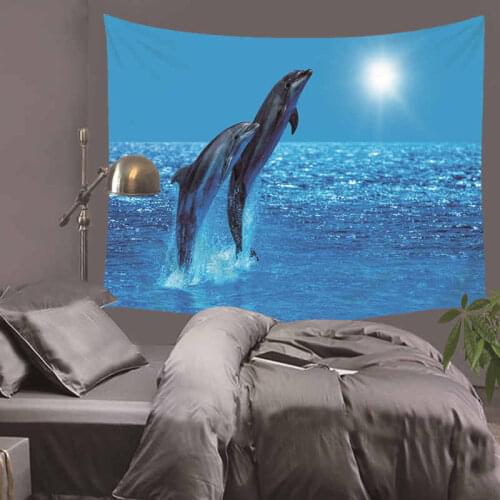Tapestry Dolphin Printed Wall Hanging Tapestry Beach Throw Towel Mat Blanket Tablecloth