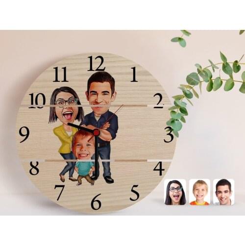 Personalized Family Caricature Of Authentic Wooden Pallet Saat-1