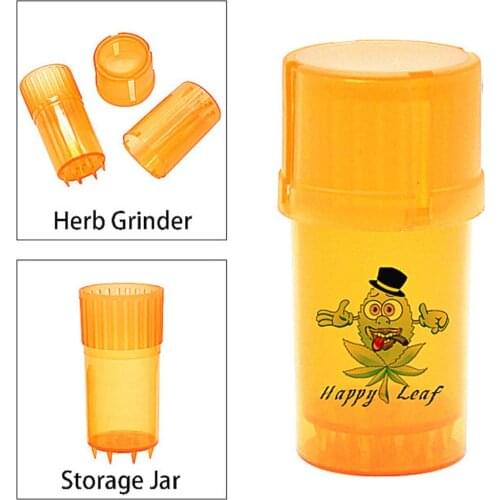 Happyleaf 2 In 1 Plastic Grass Grinder 3 Layers Herbal Weed Grinder Spice Crusher with Tobacco Storage Case Smoking Accessories